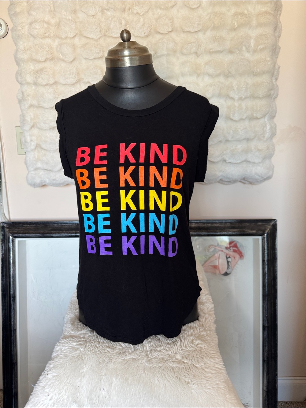 Women's Black Rainbow 'Be Kind' Graphic Tank Top